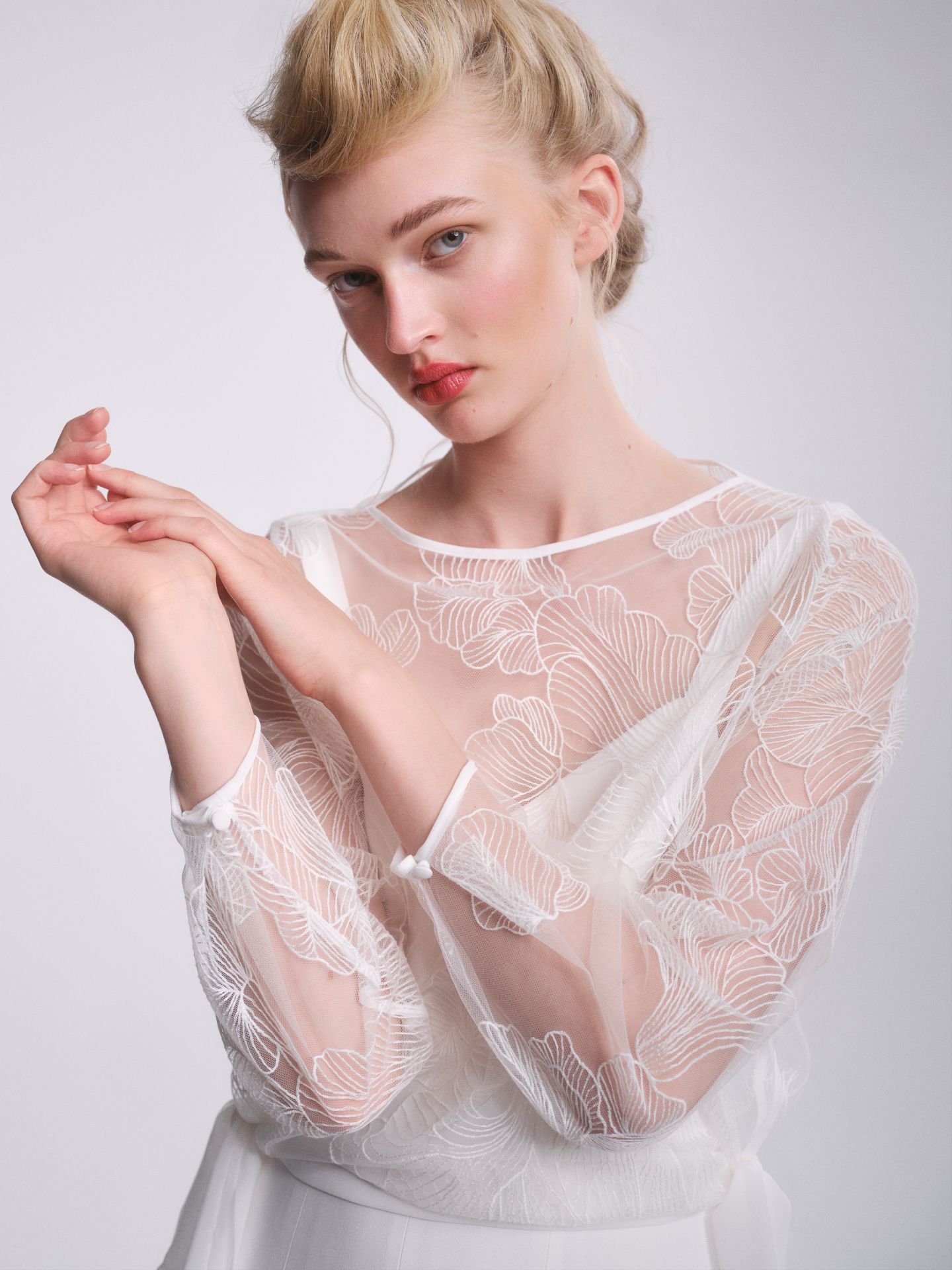 Designer Bridal Lace Shirt Longsleeve